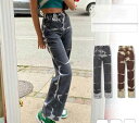 【限定価格→3,145円 7/29まで】レディース デニムパンツ 個性的 ダンス衣装 デニムパンツ タイダイ 服 原宿系ジュニア デニムパンツ HIPHOP ヒップホップ