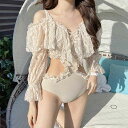 【限定価格→3,078円 7/29まで】水着 レース ワンピース 体型カバー 水着 大きいサイズ ハイウエスト セクシー レディース 可愛い 着痩せ 水着 温泉 送料無料 ビキニ 長袖 ママ水着 Vネック