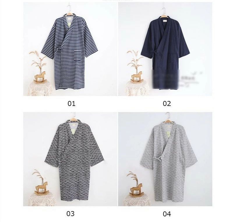部屋着 男性 ルームウェア 浴衣 薄手 ガウン メンズ 夏 パジャマ サウナウェア ヨガ ボーダー柄 羽織 送料無料 ナイトウェア バスローブ サウナ服
