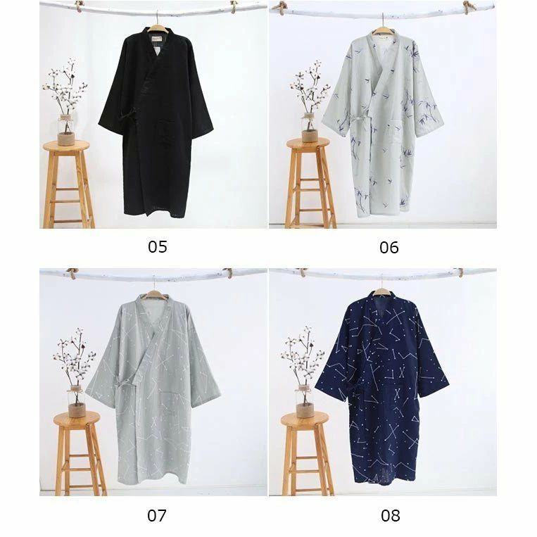部屋着 男性 ルームウェア 浴衣 薄手 ガウン メンズ 夏 パジャマ サウナウェア ヨガ ボーダー柄 羽織 送料無料 ナイトウェア バスローブ サウナ服