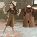 【最大P47倍~7/11まで】子供服 セットアップ キッズ 女の子 韓国子供服 半袖 オーバーオール サロペット パンツ 上下セット 夏 110 120 130...