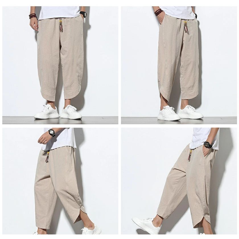 サルエルパンツ メンズ ジョガーパンツ アンクルパンツ イージーパンツ カジュアルパンツ ボトムス 涼しい ゆったり パンツ ストライプ柄 大きいサイズ ウェストゴム リラックス ロングパンツ