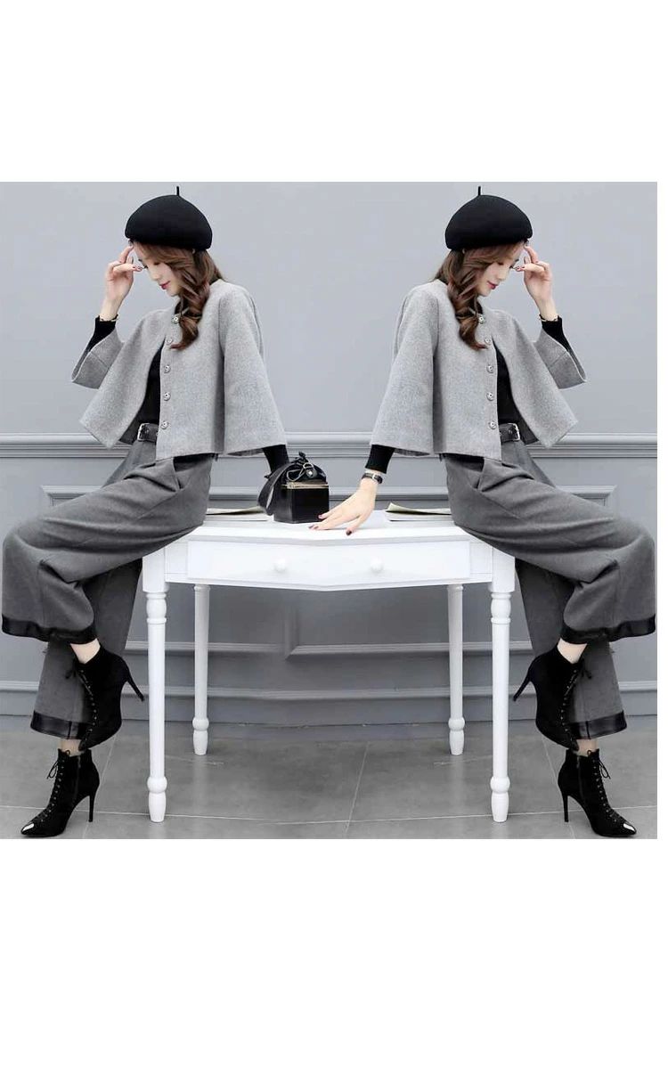 【最大P47倍~7/11まで】セットアップ ワイドパンツ レディース 秋冬 パンツ 卒業式 服 母 ウール混アウター 通勤 入学式 卒業式 フォーマル ママ 40代 大きいサイズ ウール混 ガウチョパンツ コート