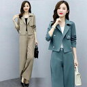 【最大P25倍~7/31まで】セットアップ スーツパンツ レディース ワイドパンツ 40代 50代 お洒落 ママ スーツ 入園式 卒業式 セレモニー 通勤 オフィス スーツジャケット 2点セット 30代