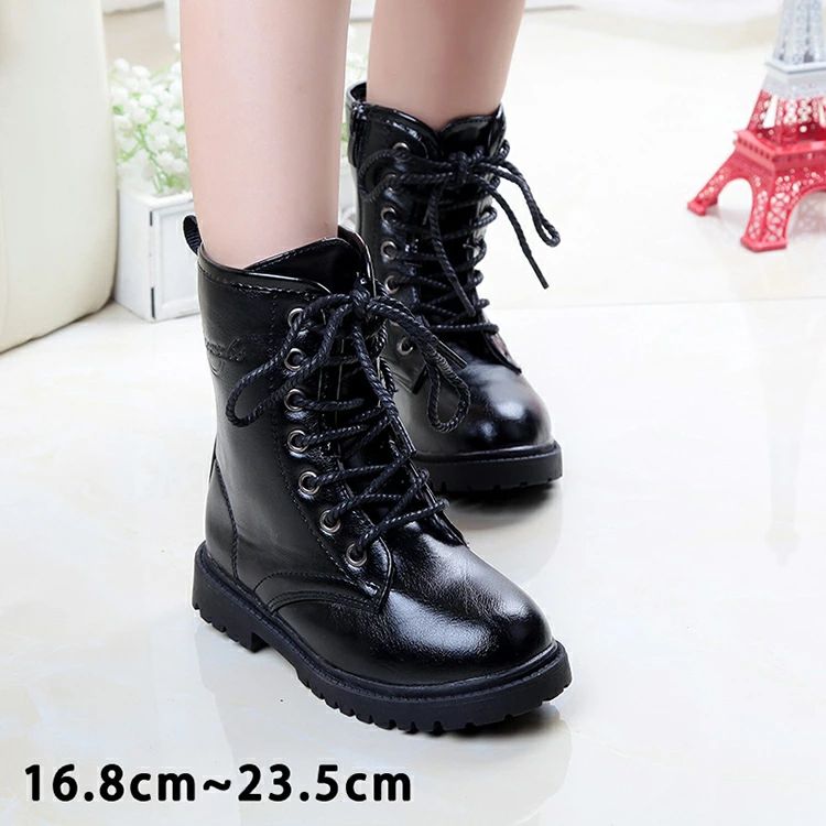 キッズブーツ 編み上げブーツ レースアップ 男女兼用 女の子 男の子 子供用 痛くない 歩きやすい 履きやすい 脱ぎやすい おしゃれ シンプル カジュアル 韓国ファッション 韓国 入学式 七五三 発表会 サイドファスナー ブーツ キッズ 子供靴