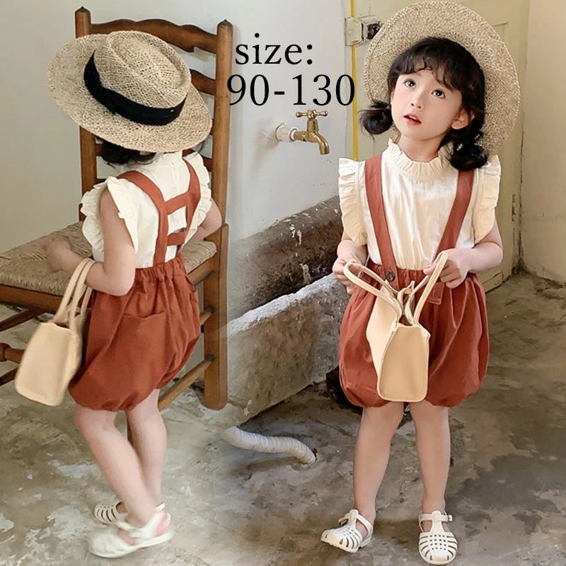 【2980円→実質2593円 8%COUPON+P5倍!11/15 23:59まで】子供服 半袖 シャツ ブラウス トップス サロペッ..