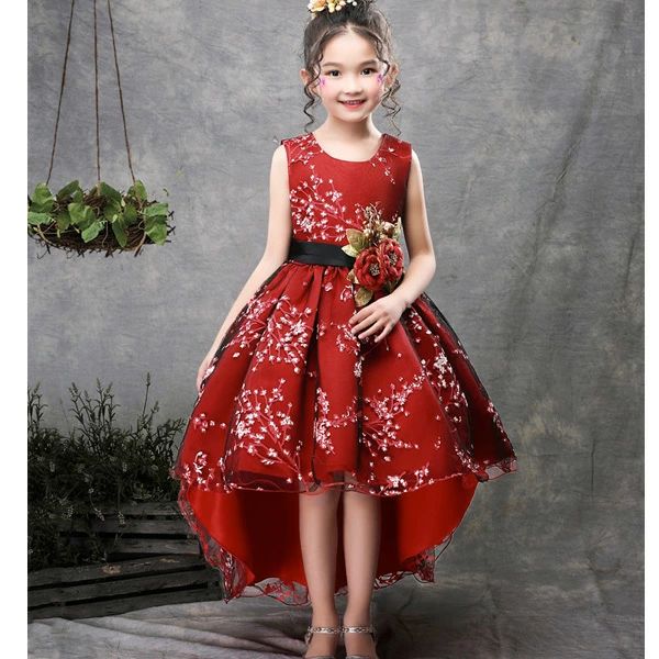 新品セール 素敵な子供ドレス ピアノ発表会 プリント ジュニア 結婚式 キッズロングドレス 子供服 フォーマル ドレス 女の子 二次会 花嫁