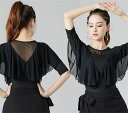 【最大P47倍~7/11まで】社交ダンス モダンダンス服 レディース トップス 長袖 Tシャツ スリム 女性用 透け感 ラテンダンス 練習着 デモンストレーショ...