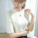 Tシャツ トップス 5分袖Tシャツ レディース 半袖 春 夏 通気性 透けにくい ファッション シンプル カジュアル 通勤 オフィス 下着 ニット セーター ト...