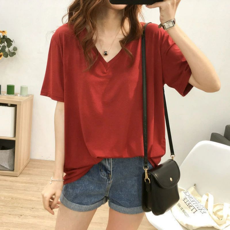 楽天まいにちもの【クーポン最大1000円OFF!】tシャツ ティーシャツ レディース 半袖 レディーストップス オーバーサイズ ゆったり 透けない 吸汗速乾 通気 夏服レディース カットソー 長め おしゃれ 【上半身の厚みを隠す！Vネックで痩せ見え】