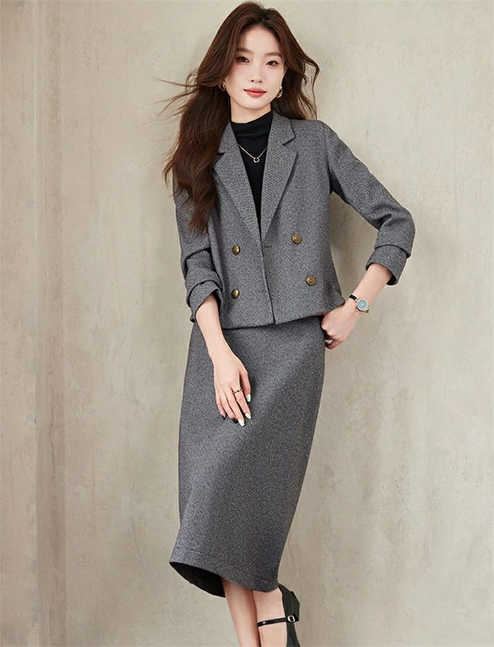 【店長おすすめ】スーツ レディース 2点セット ロングスカート カジュアル 冠婚葬祭 二次会 春 秋 冬 ダブルボダンスーツ 結婚式 セットアップ フォーマル オフィス ビジネス 無地 リクルートスーツ 優雅 OL 通勤 卒業式 スカートスーツ ジャケット+スカート