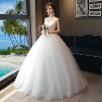 【新発売限定記念価格！】ウェディングドレス 白 プリンセラインドレス レース　ドレス 豪華な花嫁ドレス 編み上げタイプ　 ノースリーブ 刺繍 Aライン　エンパイアドレス