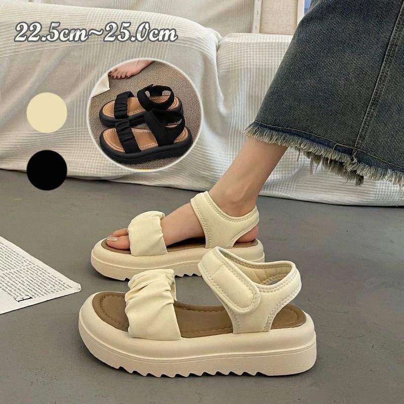 【P2倍！2480円→実質2430円 12/11 01:59まで】厚底サンダル レディース コンフォートサンダル ビーチサンダル 外履き 滑り止め 軽量 柔らかい 履きやすい 美脚 シューズ かわいい おしゃれ シンプル 快適 洗える 歩きやすい 疲れにくい ブラック