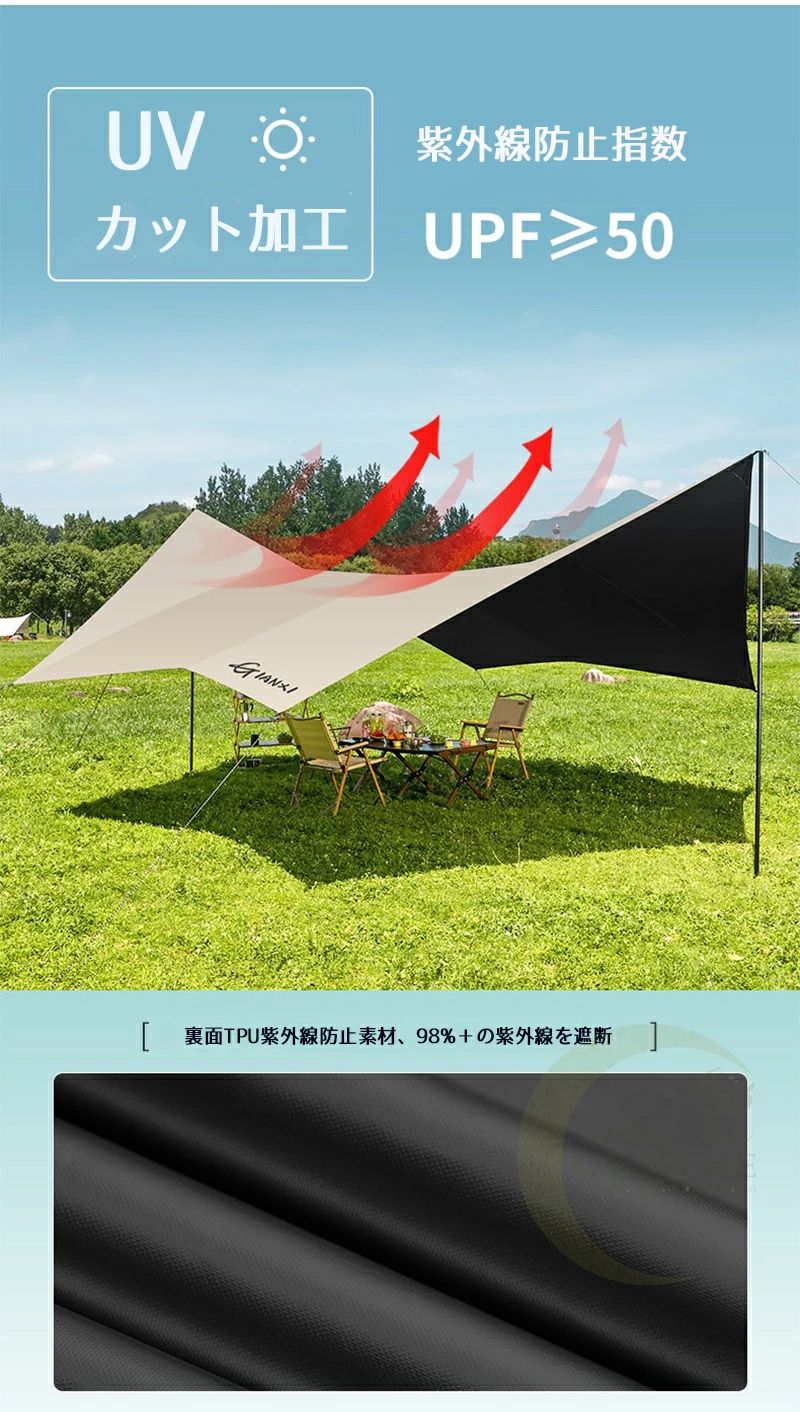 【クーポン最大1000円OFF!】タープ テント オールインワン 6点セット 日除け紫外線対策 ポール サンシ..