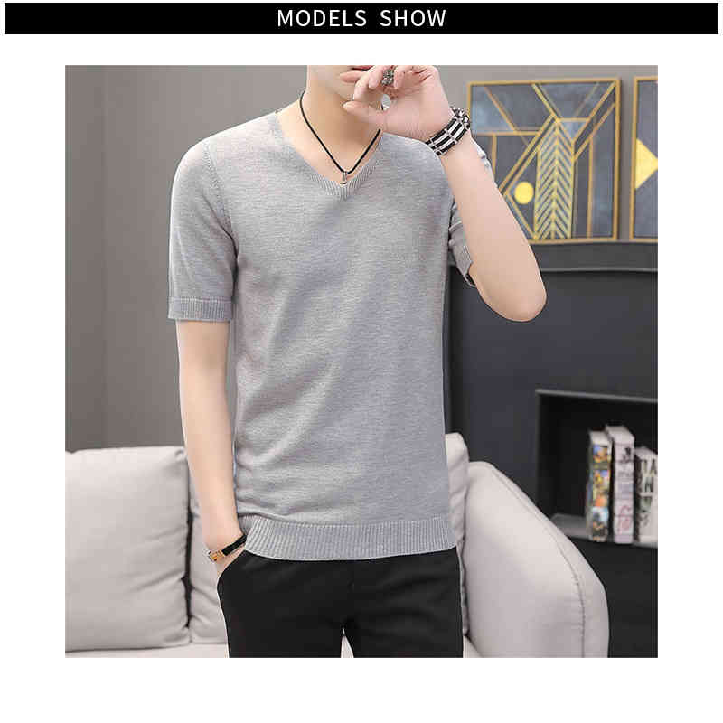 【新発売限定記念価格！】メンズ サマーニット 半袖 プルーオーバー ゆったり 着痩せ Vネック 大きサイズ 薄手 トップス ルームウェア ニットTシャツ カジュアル おしゃれ サマーセーター カジュアルブラウス