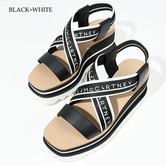 【全品P10倍】STELLA McCARTNEY ステラ マッカートニー シューズ ストライププラットフォームサンダル 810162E00015 ブラック ホワイト レディース 春 夏 カジュアル spcp
