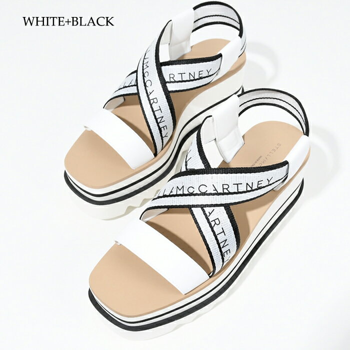 【全品P10倍】STELLA McCARTNEY ステラ マッカートニー シューズ ストライププラットフォームサンダル 810162E00015 ブラック ホワイト レディース 春 夏 カジュアル spcp