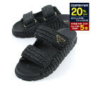 【P5倍&20%OFF対象】PRADA プラダ サンダル シューズ クロシェ トライアングルロゴ 1XX699 2C2T レディース BLACK ブラック 黒 ...