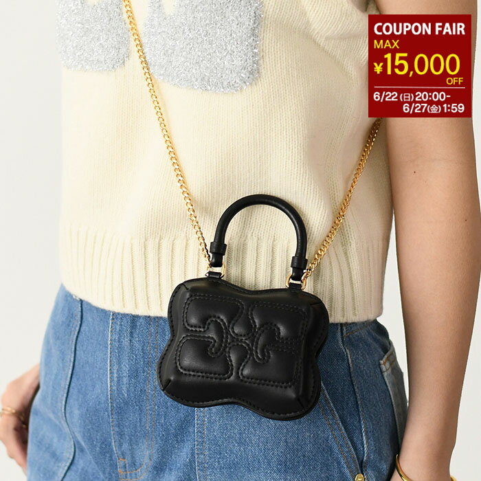 【最大15,000円OFFクーポン】GANNI ガニー ショルダーバッグ バッグ NANO BUTTERFLY TOP HANDLE BAG A5667 レディース ブラック トップハンドル チェーンバッグ バタフライデザイン ミニバッグ オケージョン mzcp