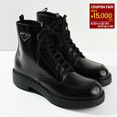 【最大15,000円OFFクーポン】PRADA プラダ ブーツ 靴 ブラッシュドレザー 2TG220 055 メンズ ブラック レースアップ カーフスキン ブー...