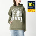 【全品P3倍&10%OFF対象】GANNI ガニー トップス フーディー パーカー ISOLI T3652 レディース カーキ グリーン オーバーサイズ ロゴ ...