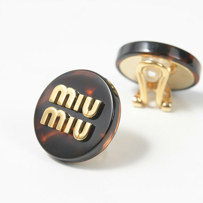 MIU MIU ミュウミュウ アクセサリー ピアス プレックス イヤリング 5IO104 2CPX レディース F03OW DARKTORTOISESHELL ダークブラウン べっ甲柄 ロゴのサムネイル