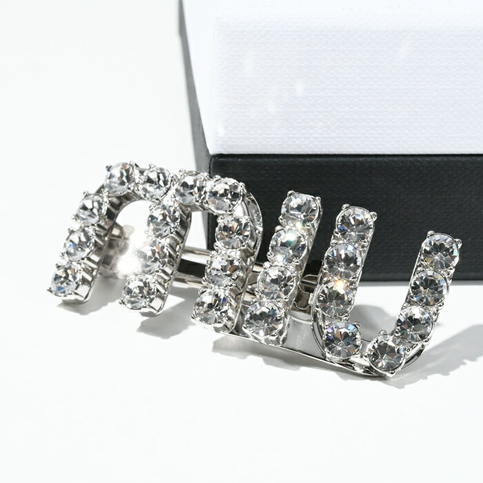 MIU MIU ミュウミュウ クリスタル ヘアクリップ ヘアアクセサリー アクセサリー 5JF0822DNC レディース ALGENTO シルバー バレッタ ロゴ メタル ニッケルフリー 髪 1128_p3