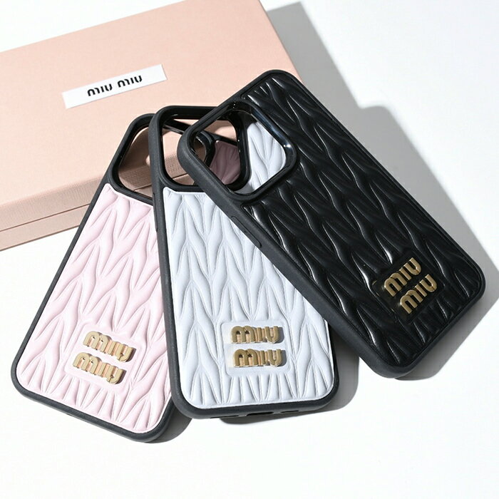 【MAX3000円クーポン配布中】MIU MIU ミュウミュウ iPhoneケース アイフォンカバー マテラッセ レザー iPhone13Pro スマホカバー 5ZH149 2FPP レディース スマホケース ブラック ライトブルー ライトピンク ナッパーレザー ロゴ ギフト プレゼント おすすめ