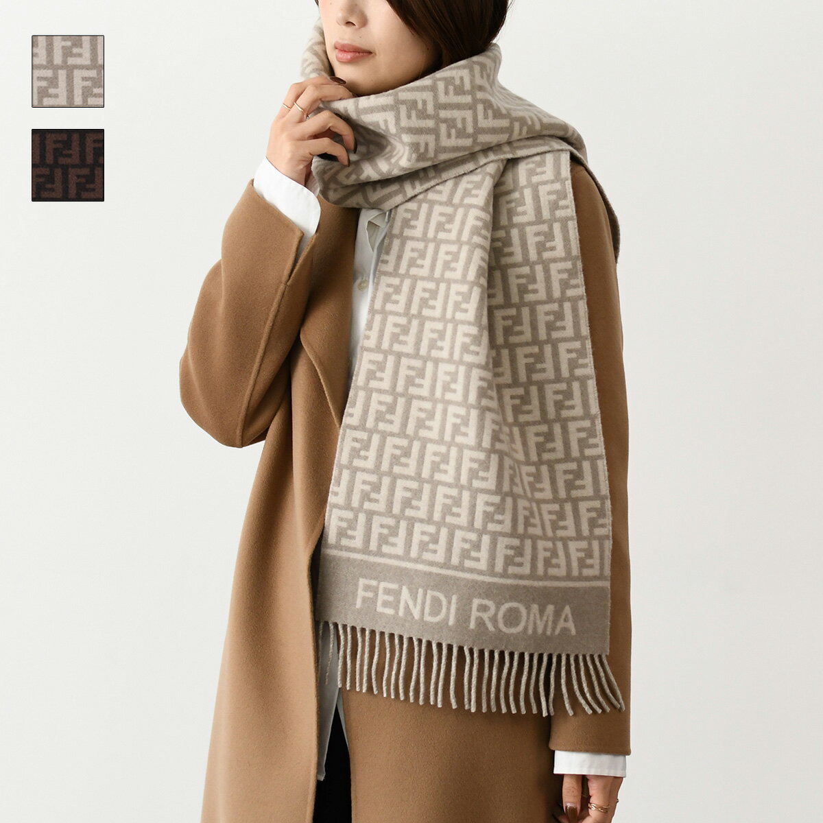 FENDI フェンディ ズッカ柄 リバーシブルマフラー イタリア製 - 小物 FENDI フェンディ ズッカ柄 リバーシブルマフラー イタリア製 - 小物