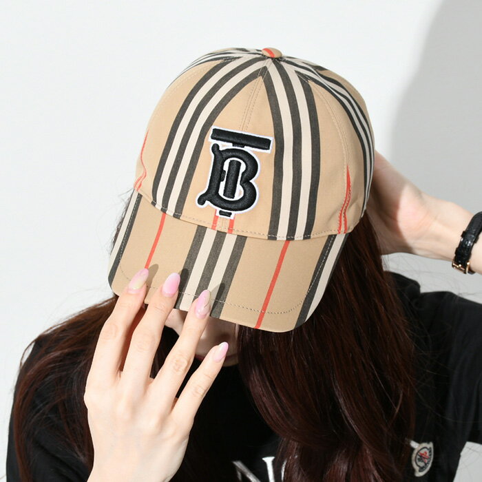 【P5倍&2人に1人全額ポイントバックのチャンス！】BURBERRY バーバリー アイコンストライプ モノグラム CAP キャップ TBロゴ 8026924 ARCHIVE BEIGE ベージュ 帽子 ベースボールキャップ コットン サイズ調整可能 ユニセックス