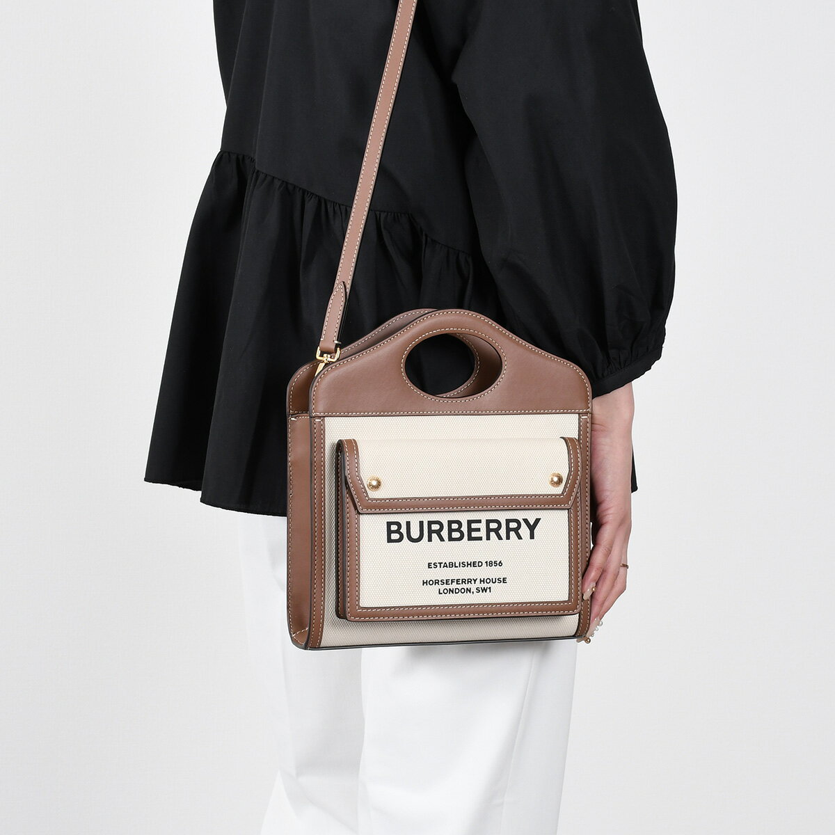【全品P3倍&9/15限定☆全額ポイントバックのチャンス】BURBERRY バーバリー ミニ ツートン 2WAY バッグ ショルダーバッグ ハンドバッグ クロスボディ ロゴ バッグ レディース NATURAL MALT BROWN ブラウン 8039361 プレゼント オススメのサムネイル