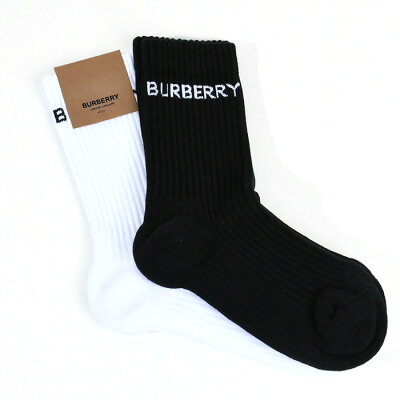 BURBERRY バーバリー 靴下 ロゴインターシャ テクニカルストレッチコットン ソックス 8047240 8047241 メンズ BLACK ブラック 黒 WHITE ホワイト 白 ロゴ
