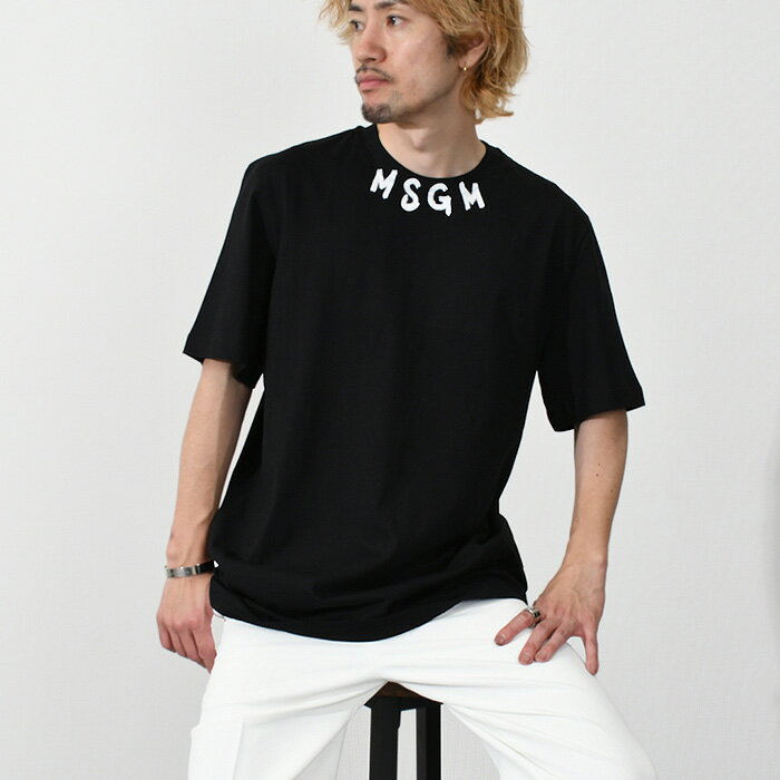 MSGM エムエスジーエム Tシャツ メンズ Uネック ロゴTシャツ 3240 MM96 3440 MM176 半袖 ロゴT ロゴ シンプル 黒 ブラック 春 夏 ギフト プレゼント おすすめのサムネイル