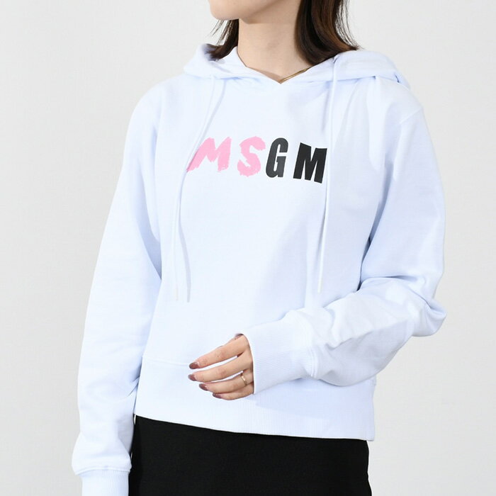 【訳あり】 MSGM エムエスジーエム フーディ トップス パーカー MSGMロゴプリントフーディー 3341 MDM186 レディース ホワイト ピンク ロゴ 長袖 秋冬 おすすめ LAST1