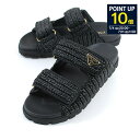 【P10倍】PRADA プラダ サンダル シューズ クロシェ トライアングルロゴ 1XX699 2C2T レディース BLACK ブラック 黒 カジュアル ロゴ...