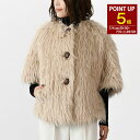 【P5倍】Max Mara マックスマーラ アウター ジャケット CALAMO クルーネックケープ レディース ベージュ ウール ファー ポンチョ