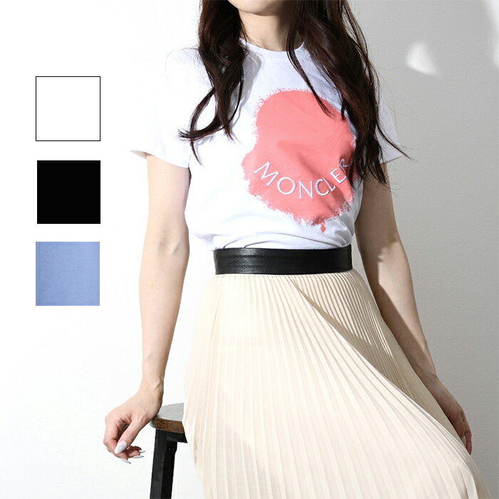 MONCLER モンクレール Tシャツ クルーネック プリント ロゴTシャツ 8C00014829HP ロゴT レディース 新作 春 夏 半袖 カットソー ホワイト ブラック ライトブルーのサムネイル
