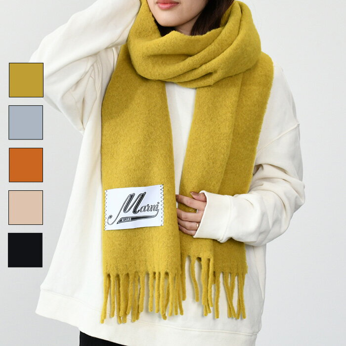 MARNI マルニ ロゴパッチスカーフ ブラッシュドアルパカ製 SCMC0059Y0 UTW918 レディース ユニセックス マフラー フリンジ ラベル ソリッドカラー 人気 おすすめ ギフト プレゼントのサムネイル
