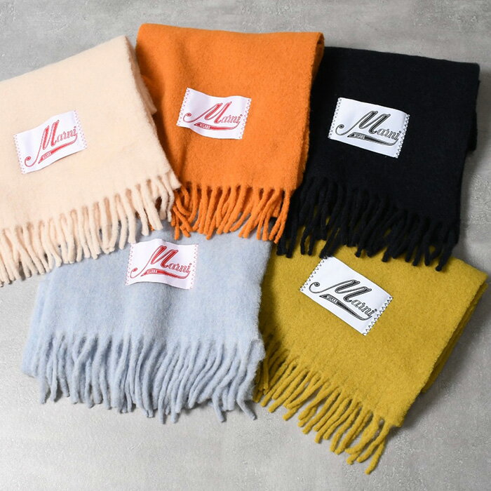 【P10倍&9/10限定！要エントリーにて2人に1人最大全額ポイントバック】MARNI マルニ ロゴパッチスカーフ ブラッシュドアルパカ製 ASZC0005A0 UTW918 メンズ ユニセックス マフラー フリンジ ラベル ソリッドカラー 人気 おすすめ ギフト プレゼントのサムネイル