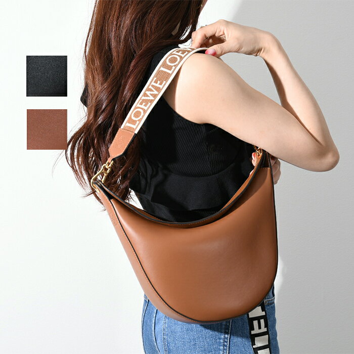 【3日間限定！最大2000円OFFクーポン配布中】LOEWE ロエベ バッグ LUNA BAG ショルダーバッグ A923PL9X07 レディース ロゴ PECAN ブラウン BLACK ブラック ハンドバッグ サテンカーフ 半月型 ストラのサムネイル