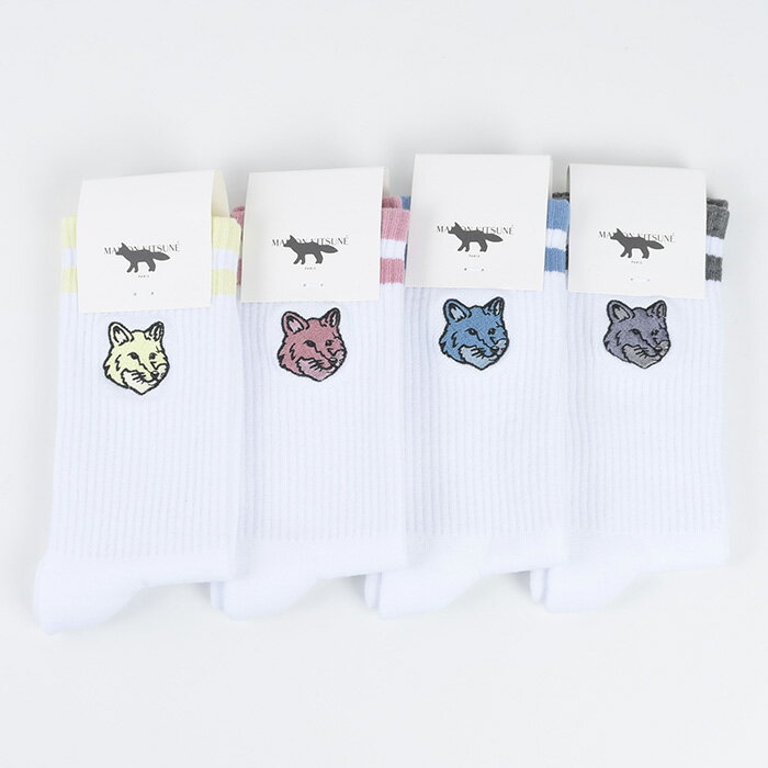 MAISON KITSUNE メゾンキツネ スポーティーソックス ボールド フォックスヘッド MM06430 KT0014 メンズ ユニセックス フォックスパッチ BLUE ブルー ROSE ピンク 人気 おすすめ ギフト 0910_p10のサムネイル