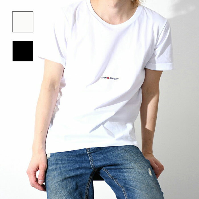 SAINT LAURENT イヴ・サンローラン YSL ロゴ Tシャツ BLACK ブラック 黒 WHITE ホワイト ユニセックス メンズ コットン トップス 半袖 464572 YB2DQ【オススメ商品】のサムネイル