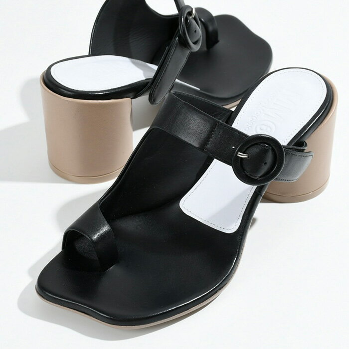 MM6 MAISON MARGIELA エムエムシックス メゾン マルジェラ トングサンダル ミュール S59WP0182P2589 レザー サンダル 黒 ブラック レディース 春夏 ストラップ ヒール 人気 おすすめ プレゼント rc0420