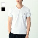 VERSACE ヴェルサーチ ヴェルサーチェ Tシャツ Vネック コットンAUU01004 1A10011 ベルサーチ アンダーシャツ 半袖 ロゴT ホワイト ...