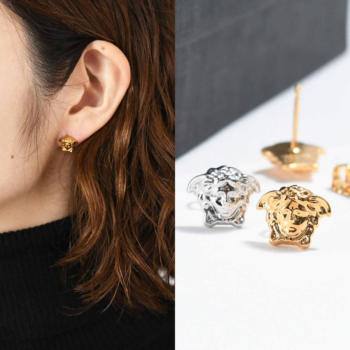 【P10倍対象】VERSACE ヴェルサーチ ヴェルサーチェ ピアス アクセサリー ヴェルサーチ メドゥーサ ヘッド スタッド イヤリング DG25591 DMT1 ユニセックス レディース シルバー ゴールド 真鍮 オケージョン