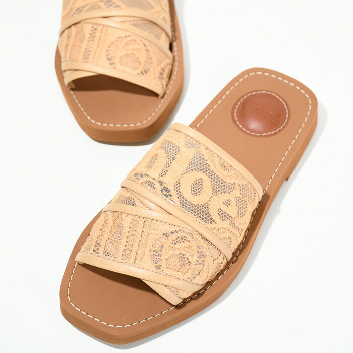CHLOE クロエ サンダル ミュール レディース WOODY ウッディ レースフラット CHC21U188D2 ライトベージュ BISCOTI BEIGE ブラウンベージュ フラット 人気 おすすめ LAST1 0825p10
