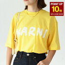 【8/5 0:00-23:59 P10倍】MARNI マルニ レタリング ロゴ Tシャツ コットン レディース トップス THJET49EPHUSCS11 春夏 半袖 カットソー カジュアル ビッグロゴ kkcp 0721cp