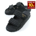 【8/5 0:00-23:59 P10倍】PRADA プラダ サンダル シューズ クロシェ トライアングルロゴ 1XX699 2C2T レディース BLACK ...