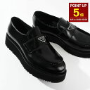 【8/5 0:00-23:59 P5倍】PRADA プラダ ローファー 靴 シューズ 2DG147055 ブラッシュドレザーローファー メンズ ブラック 黒 レ...