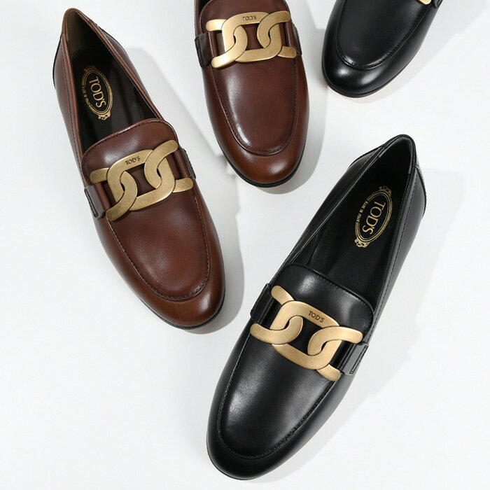 【4日間限定MAX20,000円OFFクーポン】TOD'S トッズ ローファー 靴 シューズ XXW79A0DD00NF5 BROWN レディース ブラック 黒 レザー ロゴ フラット シンプル エレガント チェーン 定番 人気 プレゼント ギフト オススメのサムネイル